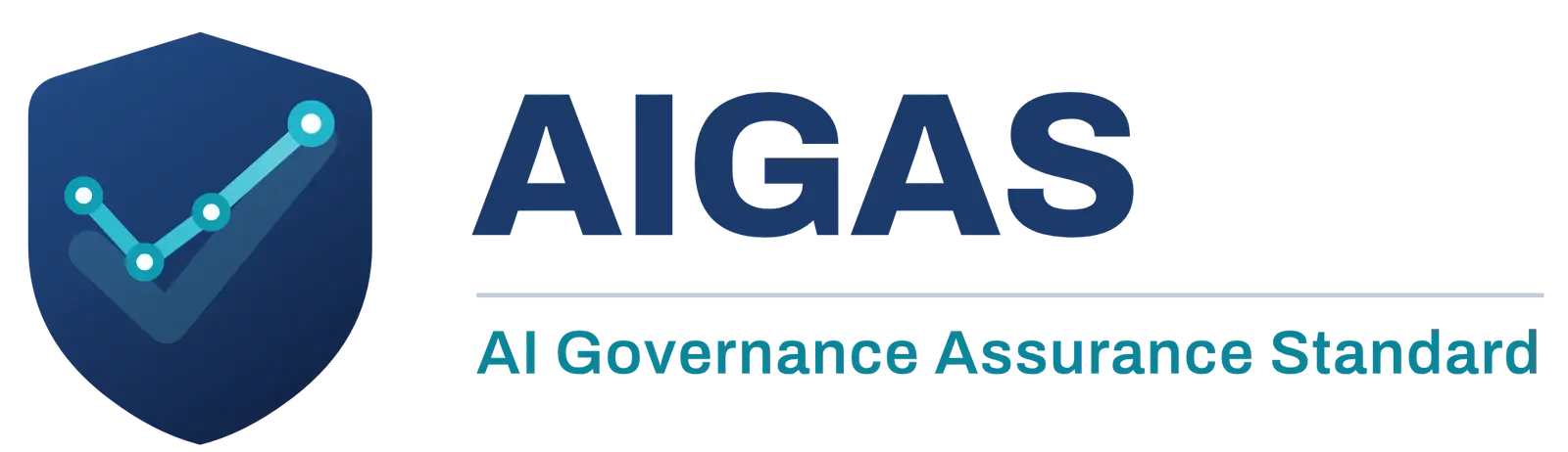 AIGAS, AI Governance Assurance Standard, supplied navy and teal identity